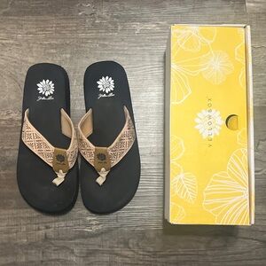 Like New Yellow Box Flip Flops with Box